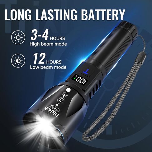 TrixHub Rechargeable LED Flashlights High Lumens 2Pack, Super Bright Zoomable Handheld Flash Light with LCD Digital Display, Powerful Emergency Linternas, Waterproof, Long Lasting, for Hiking Camping in Saudi Arabia