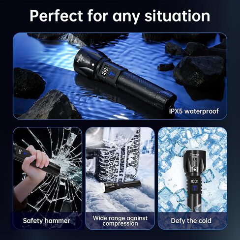TrixHub Rechargeable LED Flashlights High Lumens 2Pack, Super Bright Zoomable Handheld Flash Light with LCD Digital Display, Powerful Emergency Linternas, Waterproof, Long Lasting, for Hiking Camping in Saudi Arabia