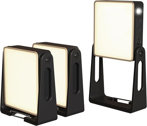 Rechargeable Camping Light Lamp, 2 Pack 4000mAh Dimmable LED Battery Powered Camping Lanterns with 360° Rotatable Stand, 2-in-1 Flashlight Emergency Lights for Home Power Outages, 3 Light Colors in Saudi Arabia