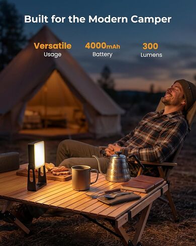 Rechargeable Camping Light Lamp, 2 Pack 4000mAh Dimmable LED Battery Powered Camping Lanterns with 360° Rotatable Stand, 2-in-1 Flashlight Emergency Lights for Home Power Outages, 3 Light Colors in Saudi Arabia
