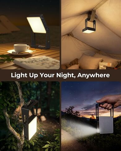 Rechargeable Camping Light Lamp, 2 Pack 4000mAh Dimmable LED Battery Powered Camping Lanterns with 360° Rotatable Stand, 2-in-1 Flashlight Emergency Lights for Home Power Outages, 3 Light Colors in Saudi Arabia