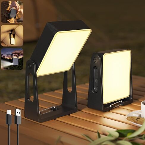 Rechargeable Camping Light Lamp, 2 Pack 4000mAh Dimmable LED Battery Powered Camping Lanterns with 360° Rotatable Stand, 2-in-1 Flashlight Emergency Lights for Home Power Outages, 3 Light Colors in Saudi Arabia
