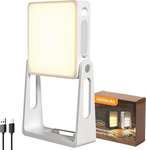 Rechargeable Camping Light Lamp, 2 Pack 4000mAh Dimmable LED Battery Powered Camping Lanterns with 360° Rotatable Stand, 2-in-1 Flashlight Emergency Lights for Home Power Outages, 3 Light Colors in Saudi Arabia