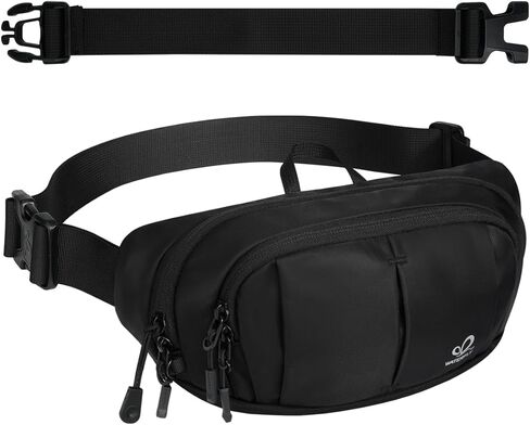 WATERFLY Large RFID Fanny Pack 2.5L Crossbody Waist Packs for Woman Man | Adjustable extendable strap, 4-Zipper pockets,Lightweight hip pack, Water-resistant durable material, Breathable back pad in Kuwait