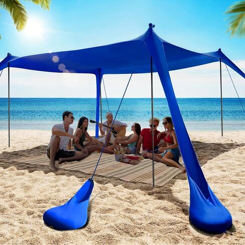 besuhot خيمة الشاطئ الشمس المأوى 10x10FT مظلة الظل الشاطئ مع 8 أكياس الرمل، UPF 50+ حماية مظلة الشاطئ الظل، خيمة في الهواء الطلق لرحلات التخييم الشاطئ، وصيد الأسماك، والفناء الخلفي in Kuwait