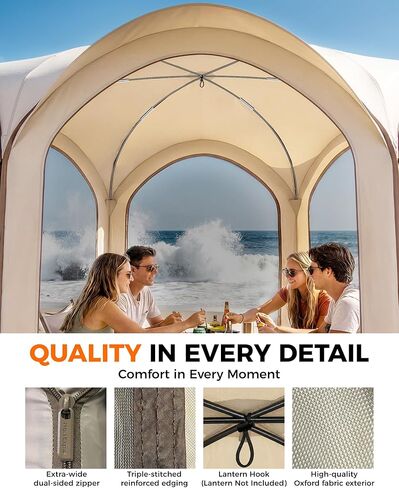 10X10FT Pop-Up Screen House Tent, Portable Instant Screen Room Canopy with Mesh Doors and Carry Bag for Patio Backyard Deck Camping Outdoor, Pop up Gazebo, Popup Canopy Tent, Beige in Saudi Arabia