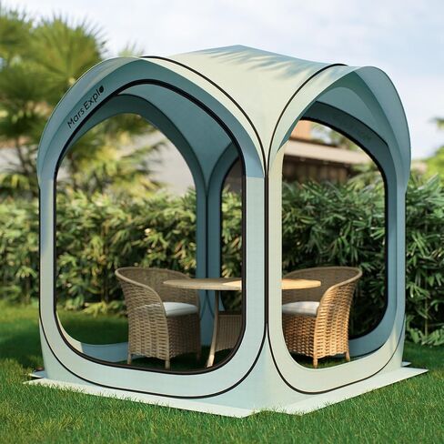 10X10FT Pop-Up Screen House Tent, Portable Instant Screen Room Canopy with Mesh Doors and Carry Bag for Patio Backyard Deck Camping Outdoor, Pop up Gazebo, Popup Canopy Tent, Beige in Saudi Arabia