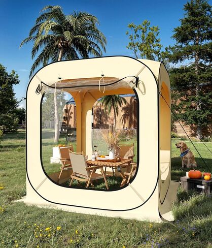 Garvee 6x6 Ft Pop Up Screen Tent, 2-3 Person Portable Screen House Room Instant Bubble Tent Shelter, Rainproof Camping Sun Shelter Coldproof for Patio, Backyard, Deck, Sports Events, Beige in Kuwait