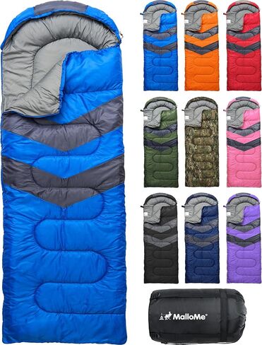 MalloMe Sleeping Bags for Adults Cold Weather & Warm - Backpacking Camping Sleeping Bag for Kids 10-12, Girls, Boys - Lightweight Compact Camping Essentials Gear Accessories Hiking Sleep Must Haves in Saudi Arabia