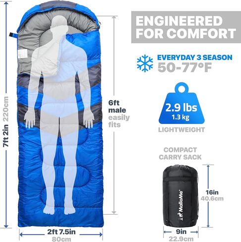 MalloMe Sleeping Bags for Adults Cold Weather & Warm - Backpacking Camping Sleeping Bag for Kids 10-12, Girls, Boys - Lightweight Compact Camping Essentials Gear Accessories Hiking Sleep Must Haves in Saudi Arabia