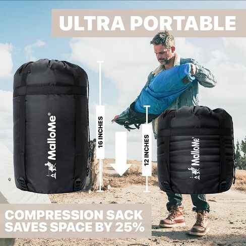 MalloMe Sleeping Bags for Adults Cold Weather & Warm - Backpacking Camping Sleeping Bag for Kids 10-12, Girls, Boys - Lightweight Compact Camping Essentials Gear Accessories Hiking Sleep Must Haves in Saudi Arabia