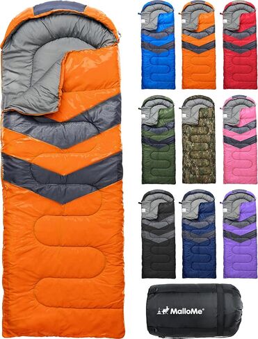MalloMe Sleeping Bags for Adults Cold Weather & Warm - Backpacking Camping Sleeping Bag for Kids 10-12, Girls, Boys - Lightweight Compact Camping Essentials Gear Accessories Hiking Sleep Must Haves in Saudi Arabia