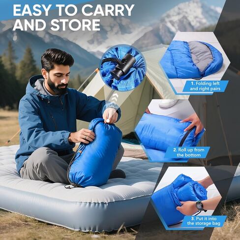 OBTANIM Sleeping Bags Portable Waterproof Camping Sleeping Bag for Adults Kids 4 Seasons Cold Weather or Warm Backpacking Hiking Travel Indoor Outdoor Use in Saudi Arabia