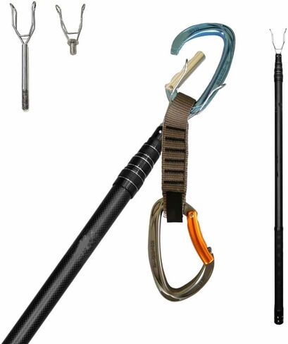 عصا كليب أب روك Quickdraws Carabiners تسلق الملحقات أداة الوصول خفيفة الوزن قابلة للتمديد (122 بوصة) أداة مشبك عصا قابلة للتعديل للتسلق الرياضي وقص الترباس in Kuwait