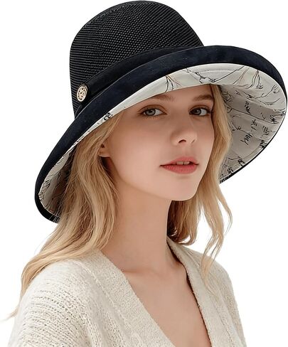 Women Mesh Sun Hats Bucket Hat Summer Beach Hat Fishing Hat Outdoor UV Protection Foldable Travel Hiking Cap in Kuwait