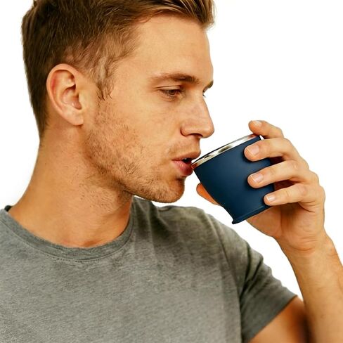 Collapsible Travel Cup, BPA-Free Reusable Water Cup, Lightweight Drinking Cups with Lids and Carrying Strap, Dishwasher Safe Silicone Cups for Camping, Travel, Airports, Hotel (6.7oz, Navy) in Saudi Arabia