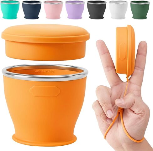 Collapsible Travel Cup, BPA-Free Reusable Water Cup, Lightweight Drinking Cups with Lids and Carrying Strap, Dishwasher Safe Silicone Cups for Camping, Travel, Airports, Hotel (6.7oz, Navy) in Saudi Arabia