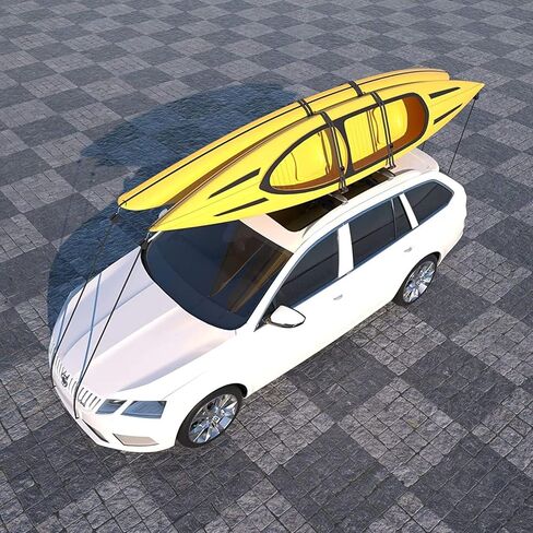 حامل سقف XGeek Kayak 4 في 1 مجموعة من 2 لقوارب الكاياك وألواح ركوب الأمواج والقوارب وألواح التزلج على السطح حامل قابل للطي وقابل للتعديل ثنائي على شكل حرف J على سيارات الدفع الرباعي والسيارات والشاحنات in Kuwait