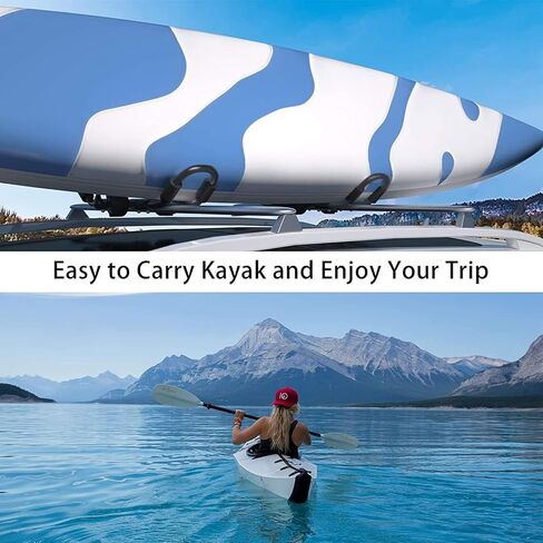 حامل سقف XGeek Kayak 4 في 1 مجموعة من 2 لقوارب الكاياك وألواح ركوب الأمواج والقوارب وألواح التزلج على السطح حامل قابل للطي وقابل للتعديل ثنائي على شكل حرف J على سيارات الدفع الرباعي والسيارات والشاحنات in Kuwait
