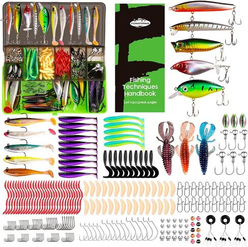FONMANG Fishing lures-2026 New Fishing Lure kit for Bass Trout,Tackle Box with Tackle Included, Fishing Plugs,Swimbait, Minnows, Soft Baits, Hooks & Weights Accessories in Kuwait