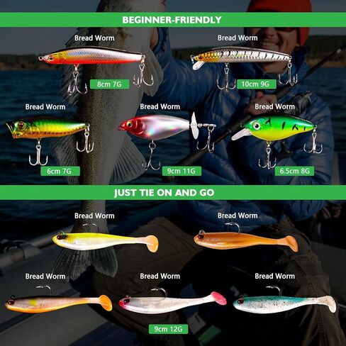 FONMANG Fishing lures-2026 New Fishing Lure kit for Bass Trout,Tackle Box with Tackle Included, Fishing Plugs,Swimbait, Minnows, Soft Baits, Hooks & Weights Accessories in Kuwait