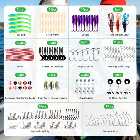 FONMANG Fishing lures-2026 New Fishing Lure kit for Bass Trout,Tackle Box with Tackle Included, Fishing Plugs,Swimbait, Minnows, Soft Baits, Hooks & Weights Accessories in Kuwait