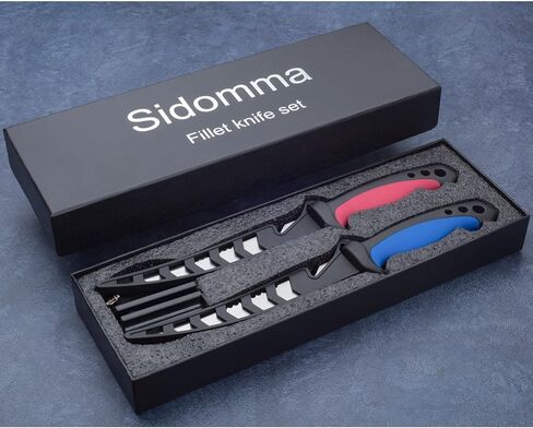 Sidomma 2 قطعة مجموعة سكاكين فيليه الصيد من الفولاذ المقاوم للصدأ مقاس 6.5 بوصة سكين السمك الاحترافي للتصفية، معدات الصيد، مجموعة أدوات الصيد، هدايا صيد السمك للرجال in Kuwait