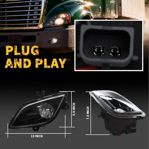 مصابيح الضباب LED تناسب 2018 2019 2020 2021 2022 2023 2024 مصابيح الضباب من شركة Freightliner Cascadia، جهاز عرض LED من الكروم للسائق الأيسر والجانب الأيمن للركاب، استبدال زوج A6603653003 A6603653002 in Saudi Arabia