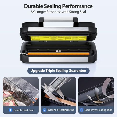 95Kpa Precision Pro Vacuum Sealer, with Double Heat Seal & Dual-Pump for Dry/Moist Food, 2X Strength, Food Vacuum Sealer Machine with Easy-Lock Handle, Built-in Cutter & Bag Storage, Stainless Steel in Saudi Arabia