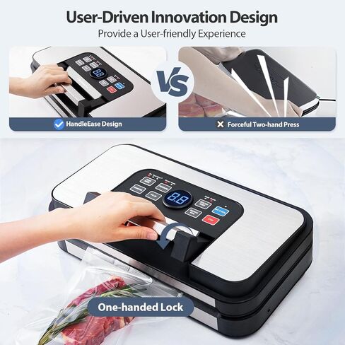 95Kpa Precision Pro Vacuum Sealer, with Double Heat Seal & Dual-Pump for Dry/Moist Food, 2X Strength, Food Vacuum Sealer Machine with Easy-Lock Handle, Built-in Cutter & Bag Storage, Stainless Steel in Saudi Arabia