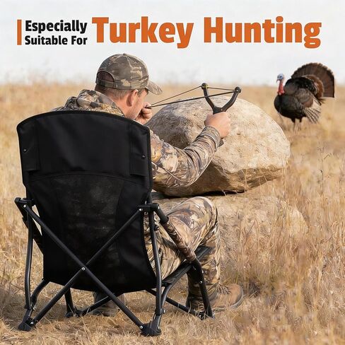 FUNHORUN Turkey Chair for Hunting, Low Profile Hunting Chair with Camouflage Carrying Bag, Camo Foldable Turkey Seat & Camping Lounger, Breathable Base & Portable Design in Saudi Arabia