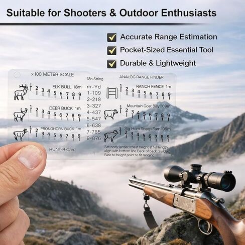 بطاقة Range Finder - أداة قياس المسافة التناظرية Hunt-R، قاعدة منزلقة مرنة بطول 900 متر للصيد والغزلان والأيائل والشاحنات والأشياء، بطاقة نطاق خارجية، مدمجة ومقاومة للماء in Kuwait