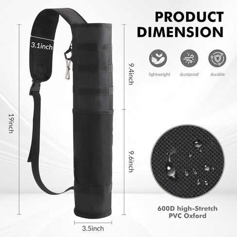 Archery Lightweight Back Arrow Quiver Dual Use Foldable Compact Hip Arrows Bag with Molle System and Pocket,2pcs Round Arrow Holders in Saudi Arabia