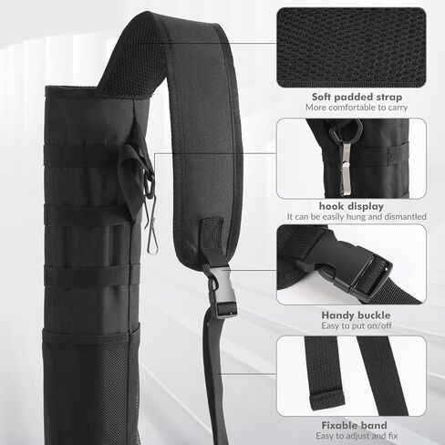 Archery Lightweight Back Arrow Quiver Dual Use Foldable Compact Hip Arrows Bag with Molle System and Pocket,2pcs Round Arrow Holders in Saudi Arabia