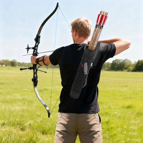 Archery Lightweight Back Arrow Quiver Dual Use Foldable Compact Hip Arrows Bag with Molle System and Pocket,2pcs Round Arrow Holders in Saudi Arabia