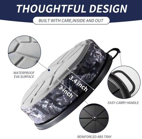5 Gallon Bucket Seat with 3" Thick Seat Foam Cushion,360°Swivel Bucket Lid Seat,Silent Bucket Seats for Ice Fishing, Baseball, Gardening and Camping, Padded with Memory Foam. in Kuwait