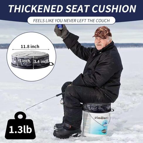 5 Gallon Bucket Seat with 3" Thick Seat Foam Cushion,360°Swivel Bucket Lid Seat,Silent Bucket Seats for Ice Fishing, Baseball, Gardening and Camping, Padded with Memory Foam. in Kuwait