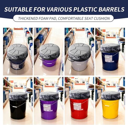 5 Gallon Bucket Seat with 3" Thick Seat Foam Cushion,360°Swivel Bucket Lid Seat,Silent Bucket Seats for Ice Fishing, Baseball, Gardening and Camping, Padded with Memory Foam. in Kuwait