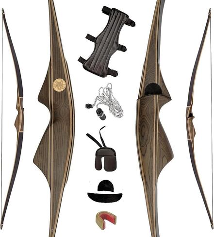 AF Archery Longbow Set, 62" Right Hand Premium Hunting Bow Kit for Archery Enthusiasts, Ergonomic Design All-in-One Longbow in Saudi Arabia