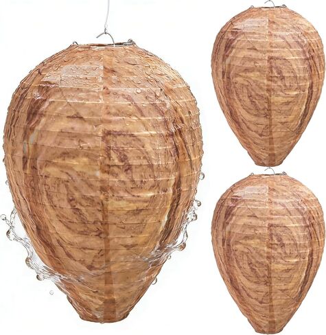 Wasp Nest Decoy 3 Pack, Fake Wasp Nest Hanging Outdoor, Waterproof Hornet Nest Decoy for Wasps Hornets, Weatherproof Wasp Decoys for Patio Garden Under Eave House Shed Yard Home in Saudi Arabia