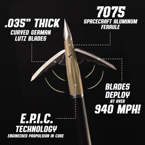 Bowmar Archery Beast Broadheads، أسرع رأس عريض للنشر في العالم، تكنولوجيا حاصلة على براءة اختراع، ميكانيكيات أكثر اختراقًا، بالإضافة إلى نصيحة للتمرين in Kuwait