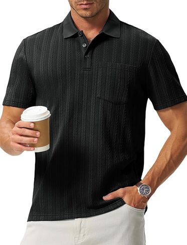TBMPOY Mens Casual Knit Polo with Pocket Textured Shirts Short Sleeve Classic Summer Vacation in Saudi Arabia