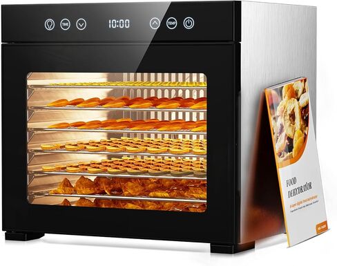 8-Tray Food Dehydrator Machine,Stainless Steel Dehydrator with Adjustable Timer & Temp, 95℉-167℉ Great for Variety of Meat Quiet Food Dryer for Jerky, Fruit, Herbs, Dog Treats, Interior Light in Saudi Arabia
