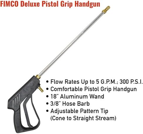 Fimco 5273959 مسدس بقبضة مسدس مع طرف X-26، عصا ألومنيوم 18 بوصة، طرف نمط قابل للتعديل، معدل تدفق يصل إلى 5.G.P.M.، 300 P.S.I. in Kuwait