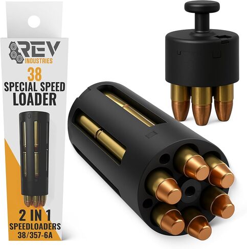 38 محمل سرعة خاص - 357 Magnum SpeedLoader للمسدسات ذات 6 طلقات - 18 أداة إعادة تحميل 2 في 1 ذات سعة عالية 18 جولة تناسب Kimber K6S وS&W K-Frame وTaurus 65,66 والمزيد. in Kuwait