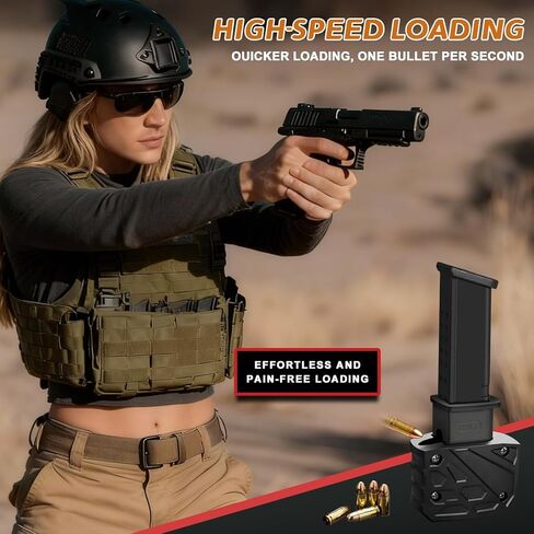 Magazine Speed Loader for Glock 9mm/.40 S&W - Fits Glock 17/18/19/22/23/24/26/27/34/35/45/47 - Fast Loading/Pain-Free & Portable in Saudi Arabia