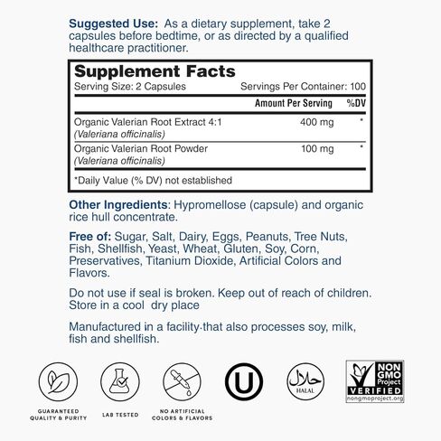 مكمل غذائي Nature's Lab Valerian Root 500mg - يساعد على دعم الاسترخاء والنوم المريح - 200 كبسولة (كمية تكفي لمدة 3 أشهر) in Saudi Arabia