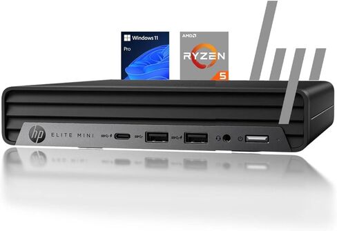 HP 2025 Elite 805 Mini PC Desktop Computer, AMD Ryzen 5 (Beat i7-11700T), Ultra-Quiet Design, 16GB RAM, 512GB PCIe SSD, Dual 4K Display Support, USB-C, Wi-Fi 6, Keyboard & Mouse, Windows 11 in Saudi Arabia
