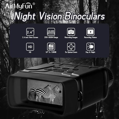 نظارات الرؤية الليلية AirMyFun للبالغين، مناظير للرؤية الليلية بالأشعة تحت الحمراء 4K مع بطارية قابلة لإعادة الشحن وبطاقة ذاكرة 32 جيجابايت لتخزين الصور والفيديو in Kuwait