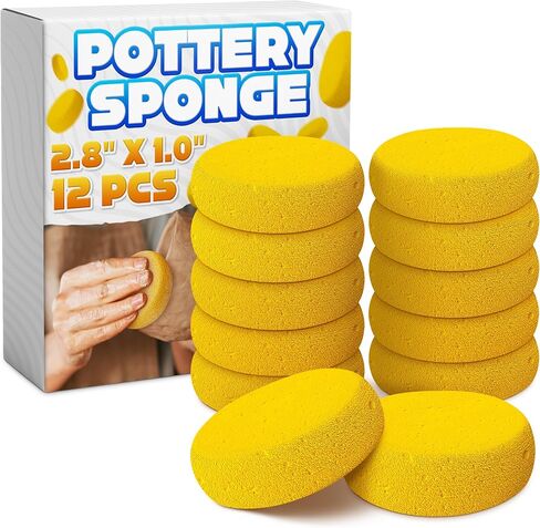 Pottery Sponges for Clay - 12 Pcs Tack Sponges for Cleaning Leather Art Sponges for Acrylic Painting Small Sponges Round Sponge Craft Sponges for Painting - Paint Sponges Pottery Sponge for Painting in Saudi Arabia